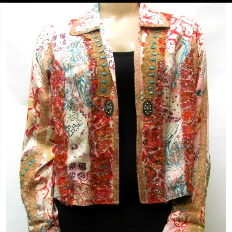 Decorative Multicolor Patchwork Women's Jacket